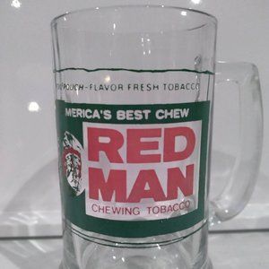 Vintage Redman Tobacco Chew Glass Beer Stein/Mug/Glass- RARE